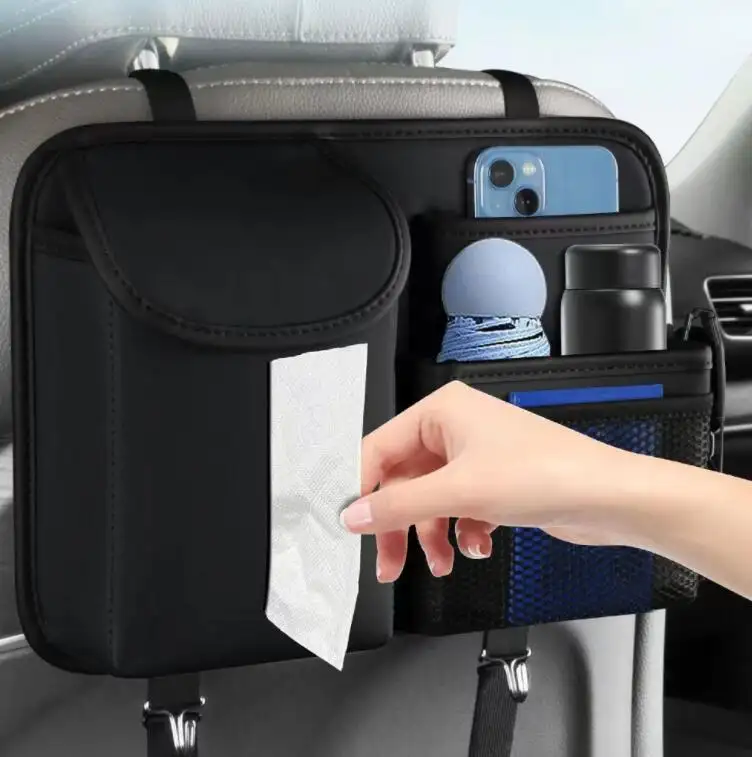 כרטיס כיס טלפון רב תכליתי מתלה שתייה אביזרי רכב גב מושב רכב תיק אחסון מעור