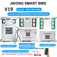 JK BMS V19 Smart BMS 4S-24S BT RS485 CAN HEAT, Equilibrador Activo para Baterías de Iones de Litio/LiFePo4/LTO, 0.4-2A 40-300A, Certificado CE FCC
