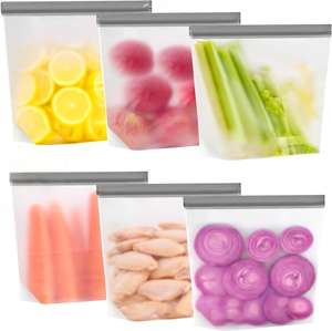 Huamaohengchun Paquete de 6 Bolsas Reutilizables para Congelador de un Galón, de Plástico PE, Aptas para Lavavajillas, Libres de BPA, a Prueba de Fugas, para Almacenamiento de Alimentos - Product Image 1