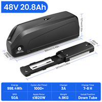 Batterie de vélo électrique rechargeable Hailong en stock UE, pack lithium-ion 48V 20Ah, BMS 50A, étanche, 21700 13s4p 750W-1500W XT60