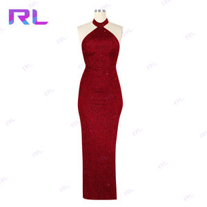 <span class=keywords><strong>Abito</strong></span> da donna personalizzato blu lusso senza maniche con strascico corea da donna in <span class=keywords><strong>raso</strong></span> di seta Maxi <span class=keywords><strong>abito</strong></span> estivo <span class=keywords><strong>lungo</strong></span> con paillettes - Product Image 3