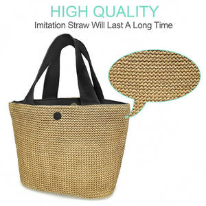 Conjunto De Sombrero Y Bolso Paja Para Mujer. Desechabile Bolsos Gafas Ninos <span class=keywords><strong>Bombonera</strong></span> Tejido Encaje Mano Noche - Product Image 3