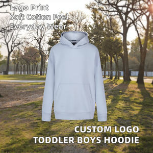Sudadera con Capucha Personalizada con Logotipo para Niños y Niñas Pequeños, Sudadera Informal con Bolsillo, Tejido de Rizo Francés, Algodón Transpirable, Color Sólido - Product Image 2