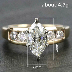 Elegante anello con taglio Marquise per donna, gioielli alla moda con pietre scintillanti - Product Image 5