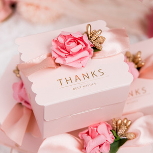 Vente en gros d'emballage de fournitures de mariage boîte cadeau de cadeaux de fête d'anniversaire boîte à bonbons de mariage en papier pliable vide rose - Product Image 3