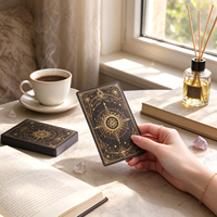 Jeu de cartes de tarot noir et or, jeu de tarot original Soleil, Lune, Étoile avec boîte de rangement pour la divination, jeu de société et collection