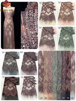 Tissu en dentelle de tulle brodé de perles élégantes, dentelle africaine à sequins, tissus de dentelle perlée 2025 pour robes de soirée féminines