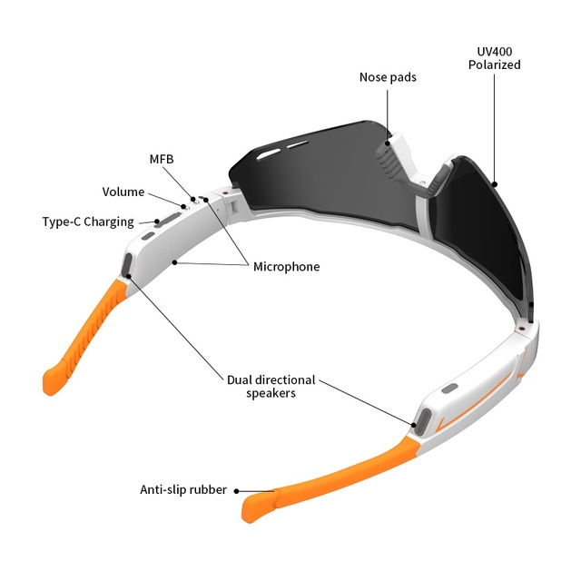 Gonbes OEM ODM Customize AI Smart Glasses with Real-Time Translation Outdoor Sports Bluetooth Speaker Music Playback Sunglasses
