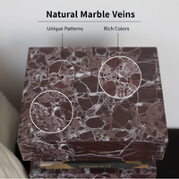 Table d'appoint en marbre naturel massif de luxe 37x37x50 cm, piédestal moderne, table de chevet, mobilier de chambre à coucher, décoration intérieure, présentoir