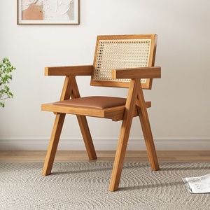 Silla de Comedor Moderna de Madera Maciza y Cuero, Venta al por Mayor de Fábrica Jinshan, para Cocina, Hogar, Estudio, Cafetería y Sala de Estar - Product Image 2