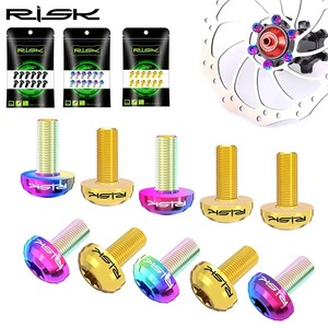 Viti in titanio RISK 12 pz. per freni a disco bici, bulloni di fissaggio M5 in lega di titanio 10MM T25 per dischi bici - Product Image 1