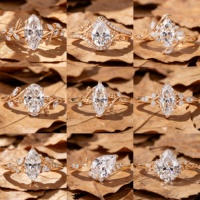 ABIDING JEWELRY Bagues Feuille en Or Massif 9K 10K 14K 18K avec Diamant de Laboratoire Ovale 6x8mm Sertie à Griffes, Bijoux de Fiançailles et de Mariage Personnalisés