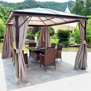 Ty Patio Ensemble de mobilier d'extérieur de haute qualité : Table balançoire, Gazebo et Pergola <span class=keywords><strong>3x3</strong></span> en fer avec toit en PVC, revêtement poudré et <span class=keywords><strong>moustiquaire</strong></span> - Product Image 1