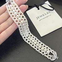 Ensemble de bijoux papillon tissé à la main, collier, bracelet, plaqué or, luxe, perles d'eau douce presque naturelles, qualité certifiée
