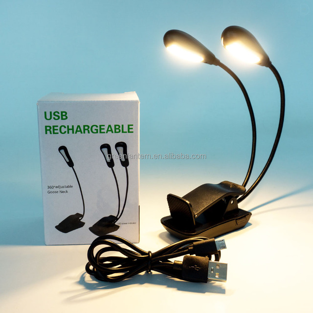 USB Rechargeable Flexible Gooseneck LED Clip Book Light 7LED 14LED White Warm White Adjustable Reading Night Light Clip-on Lamp