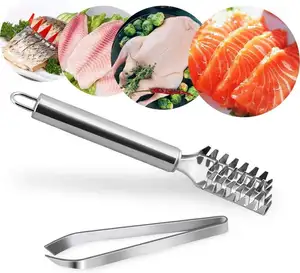 Fish Scale Skin Remover & Fish Bone Tweezers 2PCS/Set Kitchen Tools
