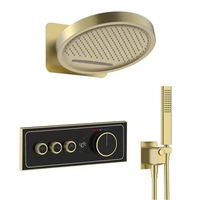 Ensemble de douche encastré moderne en acier inoxydable chromé brossé avec affichage numérique et contrôle de la température pour salle de bain