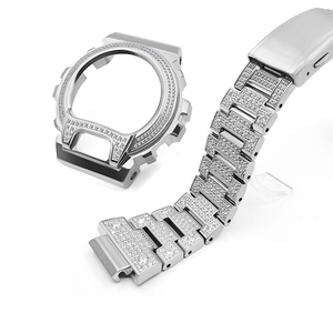 Caja de reloj con incrustaciones de piedras brillantes y correa de acero inoxidable para DW-6900 - Product Image 6