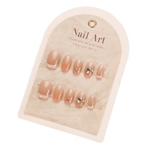 2024 verano estilo francés borde blanco pegatinas hechas a mano corazón desmontable diamantes de imitación puntas de uñas falsas - Product Image 5