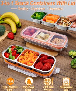 Boîte à lunch en acier inoxydable 304, conteneur alimentaire hermétique et élégant avec couvercle anti-fuite, compartiments et design compatible micro-ondes - Product Image 4