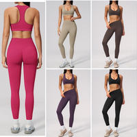 Vêtements de sport actifs pour femme : Ensemble 2 pièces sans couture (legging et brassière de yoga) pour l'entraînement et le gym
