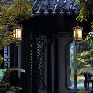 Traditional Black Plastic <b>Outdoor</b> Ceiling <b>Light</b> LED <b>Hanging</b> Pendant Lantern 6000K Daylight Alert Dimmable 10-Year Warranty for - Product Image 4