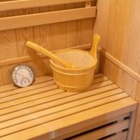 Sauna traditionnel en cèdre rouge à prix d'usine pour 3 personnes avec poêle électrique, vapeur infrarouge lointain et bienfaits pour la santé