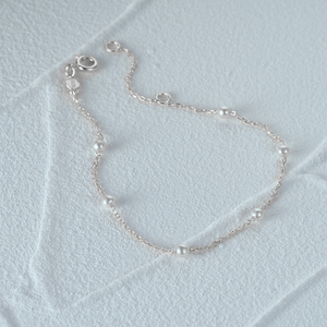 Bijoux minimalistes, bracelet en or plaqué 18 carats avec perle, bracelet en argent sterling 925 pour femmes, bijoux fins, bracelet imitation perle blanche - Product Image 6