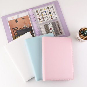 A5 Faux leather binder with 6 rings ,3" 5" clear PP photo album , PU planner album for photo