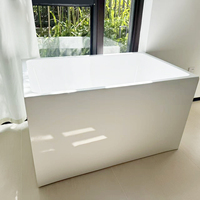 Petite baignoire autoportante rectangulaire en acrylique pour immersion profonde, 1200 mm de long
