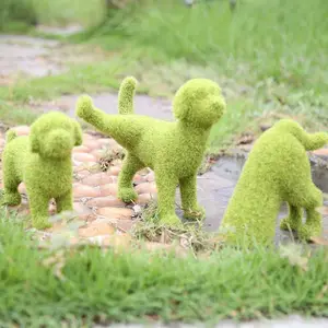 Di alta qualità realistico floccaggio cane naturale decorazione del giardino animali artificiali topiaria animale per il paesaggio