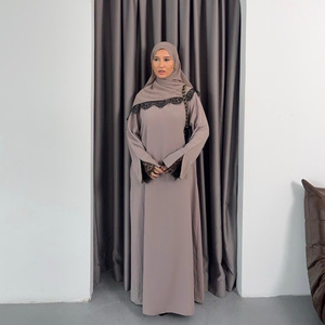 Ensemble Abaya Dubaï en dentelle 2 pièces, vêtements islamiques, Abaya Nida modeste, <span class=keywords><strong>robe</strong></span> musulmane <span class=keywords><strong>pour</strong></span> femme avec <span class=keywords><strong>hijab</strong></span> assorti, <span class=keywords><strong>pour</strong></span> <span class=keywords><strong>mariage</strong></span> et fête - Product Image 1