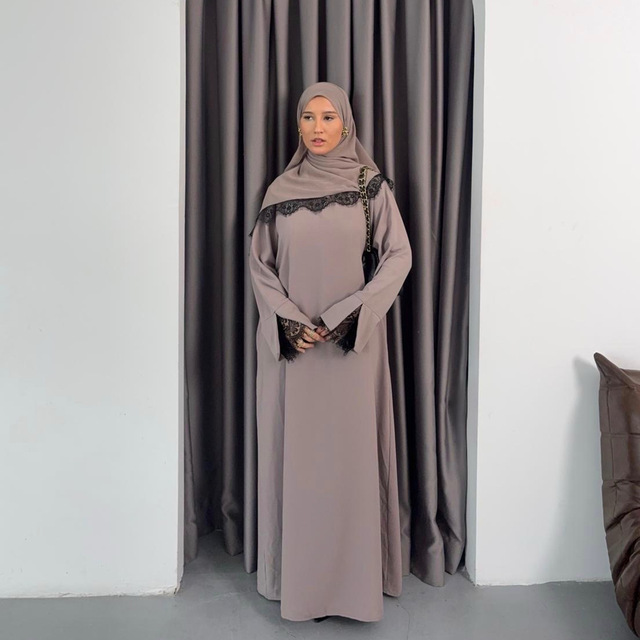 Bulk Abaya Dubai Lace Abaya 2Pieces Set Islamic Clothing Nida Modest Abaya Women Muslim Dress with Matching Hijab Wedding Party
