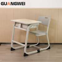 Ensemble de bureau et chaise pour étudiants en fer et bois, moderne et durable, pour l'école/la formation