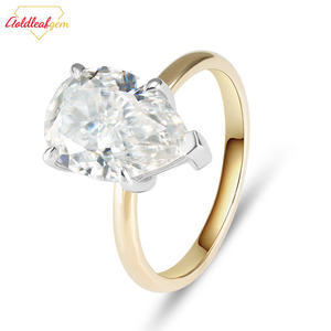 Anillos Personalizados de Oro Blanco, Amarillo o Rodio de 10k, 14k o 18k con Moissanita Corte Pera de 1ct-4ct para Compromiso, Boda y Fiesta - Product Image 1