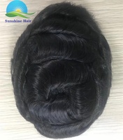 Q6-Sistema de reemplazo de cabello humano para hombres, pelucas de Protesis, flequillo, Parche de nudo, encaje y tupé de Base de Pu, 5x7