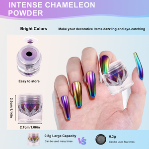 Poudre de Gouache Caméléon Faite à la Main LEQU – 5 Couleurs Uniques, Chaque Teinte Propose un Fini Iridescent Vibrant qui Change de Couleur en Réponse à la Lumière - Product Image 3