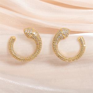 RAKOL EP5907 Nouvelle mode pour femmes Boucles d'oreilles créoles géométriques en zircon et strass 2024 - Product Image 2