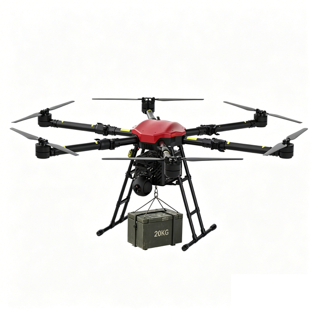 20kg Payload Heavy Lift Cargo Drones 6-Axis Rotor Configuration Long Range GPS Obstacle Avoidance Grade 7 Wind Commercial