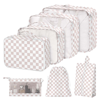 Ensemble de 8 cubes de rangement de voyage tendance, organisateur de bagages, compression de valise, fermeture éclair imperméable, polyester lavable, voyage