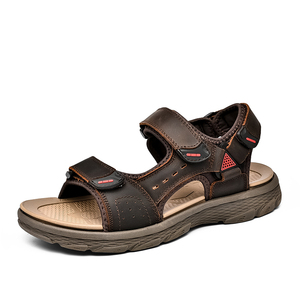 Sandales de plage pour hommes en cuir véritable légères 2025, fermeture à boucle, chaussures en cuir pour hommes, livraison directe - Product Image 3