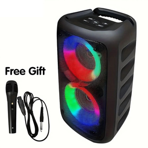 HY-3317 Portable Wireless Karaoke <strong>Speaker</strong> RGB LED Lighting <strong>Microphone</strong> Integrated Sound Audio System Home KTV Party Battery Power - Product Image 1