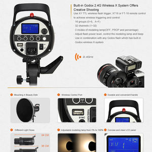 Godox <span class=keywords><strong>SK300II</strong></span> 300W Flash de studio photo avec système X sans fil 2.4G avec monture Bowens pour la photographie en studio simple - Product Image 4