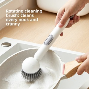 Spazzola per Pulizia Regolabile con Manico e Dispenser Integrato per Liquidi, Ideale per Cucina e Rimozione Graffi su Pentole - Product Image 2