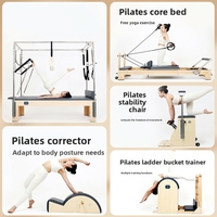 Lit de Pilates pliable en alliage d'aluminium et chêne, équipement compact de yoga et de mise en forme, ensemble d'entraînement Pilates avec Reformer