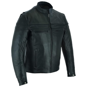 Blouson de moto en cuir véritable pour homme avec poches zippées, veste de motard, vêtement d'extérieur durable et résistant - Product Image 4