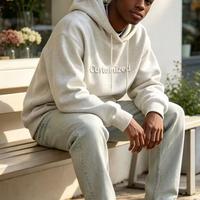 Hoodie Katun Customizable, Sweatshirt Polos dengan Saku Depan, Lengan Panjang, Hoodie Berkualitas Tinggi dengan Cetak Embos
