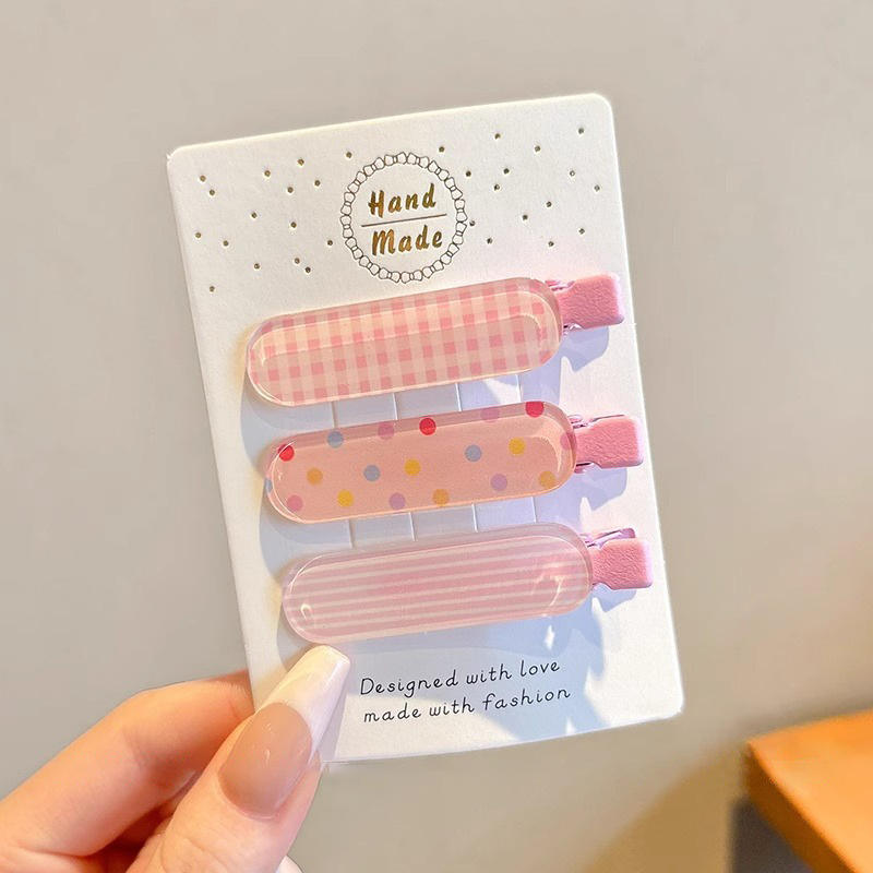 กิ๊บหนีบผมสีชมพูเจลลี่3ชิ้น