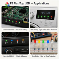 LED DIP ultra-lumineuse verte/bleue à trou traversant de 3 mm à dessus plat avec garantie de 2 ans pour indicateur et montage sur panneau