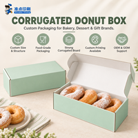 Boîte d'expédition en carton ondulé vert personnalisée de luxe pour la présentation en boutique de donuts et sur comptoir de pâtisserie